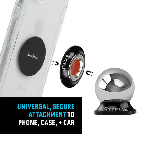 Orbiter Dash Kit Phone Mount With Exterior Plate Adhesive, 360 Degree Dashboard Docking, Magnet-Free Plate System For Quick, Secure Car Mount, Hands Free Driving, Easy Install, Case Friendly - showing components including phone mount and adhesive plate