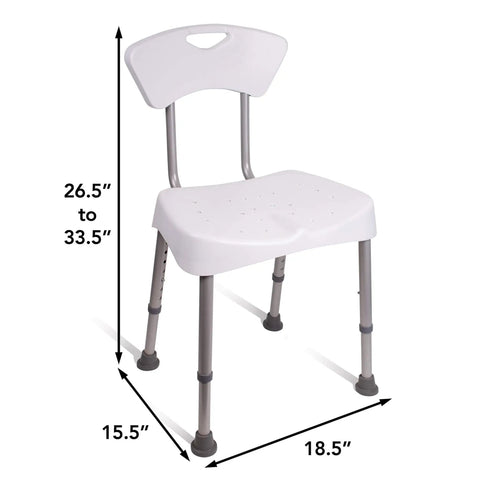 Durable Aluminum Bath Seat And Shower Chair With Back For Adults And Seniors Height Adjustable Shower Stool 18.5 x 15.5 inches