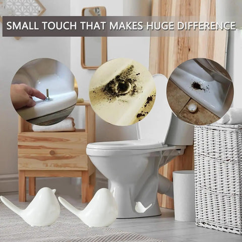 Ceramic Bird Toilet Bolt Covers Set Of Two Decorative Floor Caps Hide Rusty Screws For Bathroom Upgrade White Screw Sleeves near toilet
