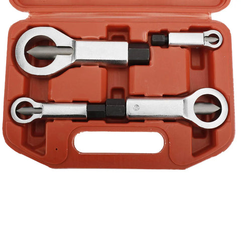 Heavy Duty Nut Splitter Set For Bustin Loose Corroded Damaged Nuts Without Messing Up Bolt Threads, 4 sizes in red case