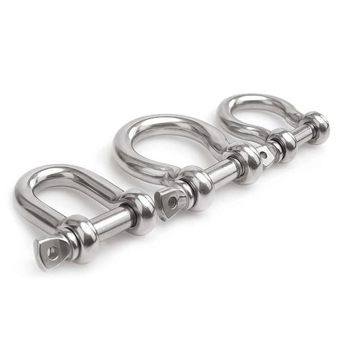 No Sweat Marine Ready 316 Stainless Steel Screw Pin Bow Shackles, 3/16 Inch size for heavy-duty marine use.