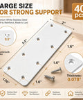 40 Pack White Mending Plates With 240 Self Drilling Screws Stainless Steel Flat Brackets, size 5.5 by 2 inch, diagram view