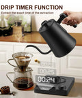 Gooseneck Electric Kettle With Precise Temperature Control And Keep Warm For Pour Over Coffee And Tea in use, black finish, 1.0L size.