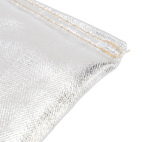 Close-up of aluminum backing on Heavy Duty Welding Hand Pad Heat Glove Protector with Double Layer PU Leather.