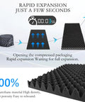 Gamechanging 1 Pack Egg Crate Acoustic Foam Panels High Density Soundproof WallTiles showing rapid expansion from packaging.