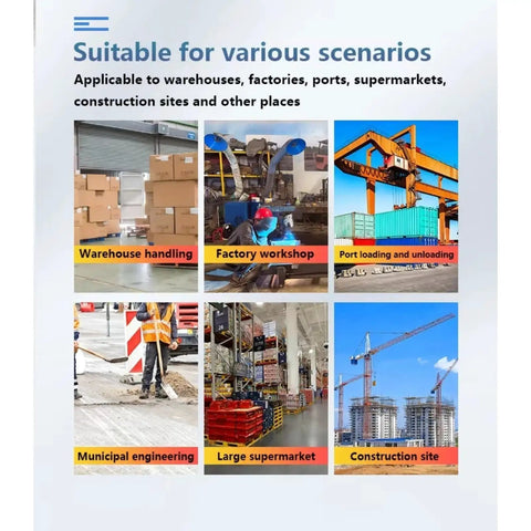 Heavy Duty Industrial Electric Forklift With Precision Steering, 4-Way Counterbalance Pallet Stacker in various work environments.