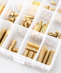 Brass Hex Spacers And Standoffs Kit 210 Piece Assortment For M2 M3 M4 M5 With Male And Female Threads Screws Nuts in box