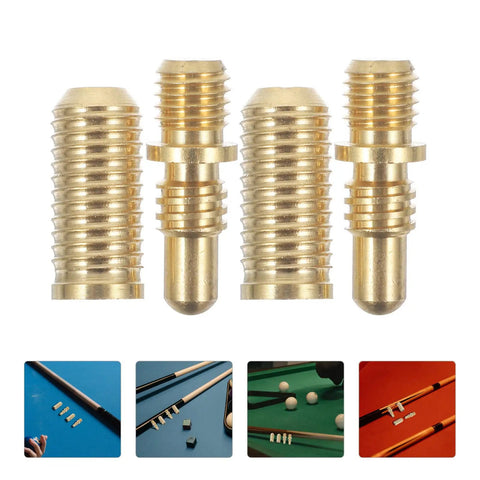 Heavy Duty Copper Billiard Cue Joint Screws 2 Sets Built Like A Tank Pool Extension Connectors in brass, 1.57x0.39 inch size.