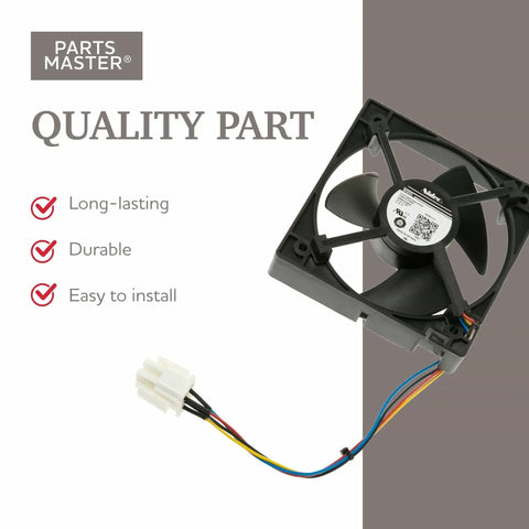 Refrigerator Evaporator Fan Motor Replacement From GE With 1 Year Warranty WR60X25858 PS12727431 AP6891698 on white background
