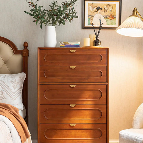 Bedroom dresser with Solid Brass Edge Pulls For Cabinets And Dressers In Brushed Gold Finish Four Pack Knob And Pull Set visible