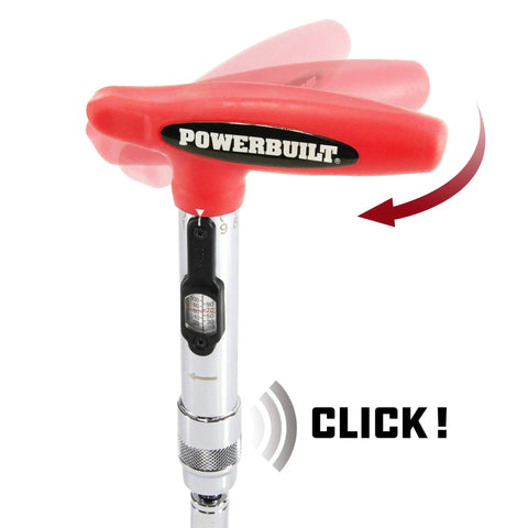 Quarter Inch Drive Ratcheting T Handle Torque Wrench With 20 To 100 Inch Pound Range for TPMS Valves and Bike Repair, red handle rotation