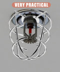 Rock Solid Fire Sprinkler Head Guard Cage Pair With Slick Protective Cover Built Tough To Block Accidental Hits for 1 2 And 3 4 Inch flush sidewall mount visible from below.