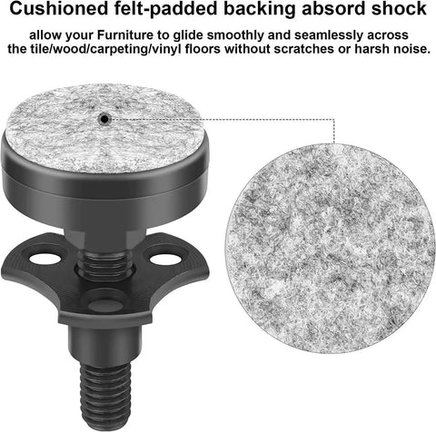 Adjustable Furniture Leveling Feet 4 Pack Heavy Duty Leg Levelers Support Up To 1320Lbs With Height Adjustable Threads Wide Bearing Base For Tables Chairs Cabinets And More Ideal For Wood Floors, felt-padded base