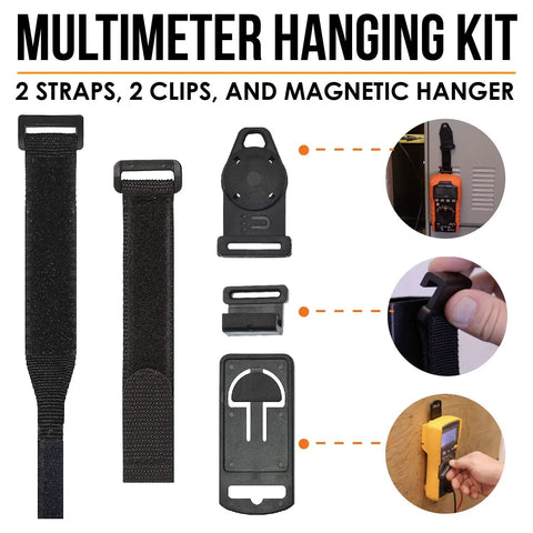 Hands Free Multimeter Hanging Kit With Magnetic Hanger And Two Straps Plus Two Clips For Electrical Meters Keeps Your Meter Secure