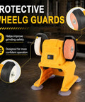Badass Heavy Duty Cordless Mini Bench Grinder Compatible With DeWalt 20V Tools showing protective wheel guards for safety.