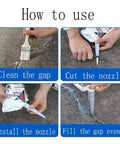 Instructions for using Premium Strength Concrete Crack Repair Adhesive And Quick Drying Waterproof Sealant For Driveway Patio Walkways Solid Fix Tough As Nails Outdoor Patch Gray Tube.
