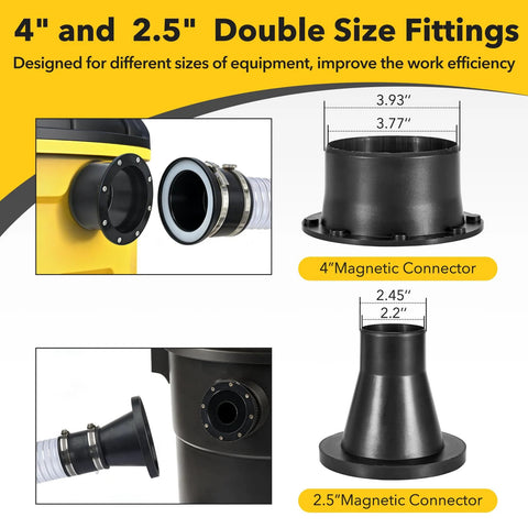 Amazon magnetic dust-collection fittings set with 4-inch and 2.5-inch hose adapters for dust collectors and shop vacs