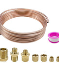 FSTURIOS 72in copper oil pressure gauge tubing kit with brass fittings and pink seal tape spool