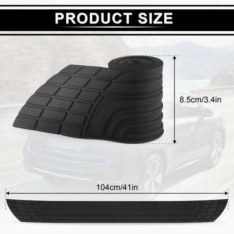Rear Bumper Protector For Cars And SUVs, 42 Inch By 3.4 Inch Universal Rubber Shield shown in product size dimensions