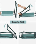 Step-by-step folding of Folding Garden Kneeler Seat With Thick Foam Kneeling Pad Portable Garden Bench Stool Tools Pouch Steel Construction Heavy Duty Supports 250 Lbs Compact Lightweight Grab And Go For Weeding And Planting