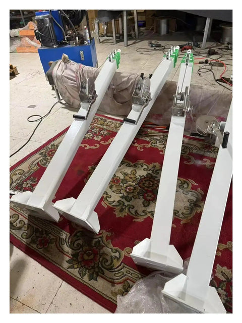Thirty Foot Telescoping Mast Pole Featuring Quick Manual Hand Crank Winch ready for crews raising job site light towers and antennas.