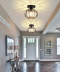 Modern home entryway with Two Pack Semi Flush Mount Ceiling Light Fixture With Lit Crystal Chandelier Style creating ambient lighting.