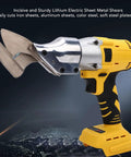 Asixxsix Heavy Duty Cordless Electric Metal Shear With 400Nm Torque And 360 Degree Rotating Head cutting aluminum sheets.