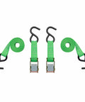 Cambuckle Tie Down Straps 6 Ft, 2 Pack, Standard Duty Ratchet Straps With 1200 Lb Break Strength laid out with hooks shown