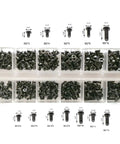 Top Shelf 240 Piece Laptop Screws Kit, M2 M2.5 M3 Notebook Replacement Fasteners in clear organizer with black steel screws.