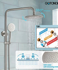 Stainless Steel Shower Faucet Set Wall Mounted With All In One Triple Function System 8 Inch Rainfall Shower Head Handheld Spray Brushed Nickel Finish No Fuss Anti Oxidation And Scratch