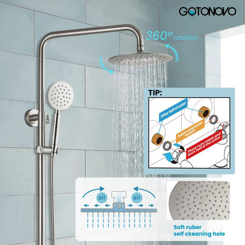 Stainless Steel Shower Faucet Set Wall Mounted With All In One Triple Function System 8 Inch Rainfall Shower Head Handheld Spray Brushed Nickel Finish No Fuss Anti Oxidation And Scratch
