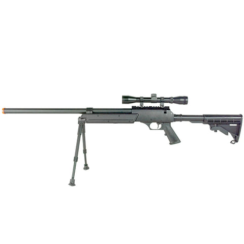 Beefy Heavyweight Spring Airsoft Sniper Rifle With Precision Tuning Over 450 FPS 30 Round Magazine Includes 3 To 9x40 Scope Bipod Sling