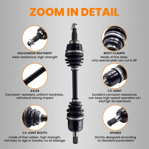 Front Left And Right CV Axle Drive Shaft Kit For Honda FourTrax 300 TRX300FW 4x4 ATV 1988-2000 Direct Fit Premium Replacement 2PCS