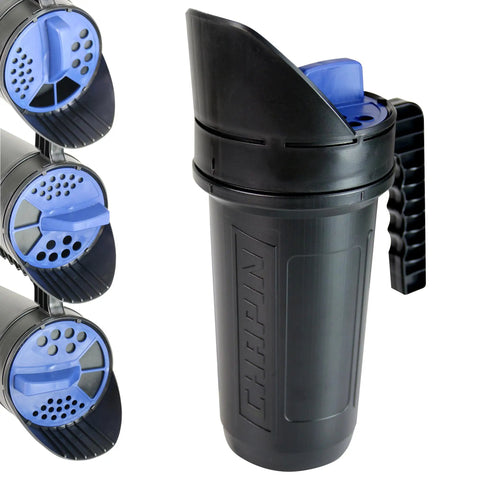 64 Ounce Black Poly Hand Shaker Spreader For Turf Fertilizer Grass Seed Salt And Sand All Year Round Use With Ultra Handy Large Grip And 3 Openings For Pellets And Particles