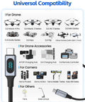 Compatibility chart for 100W USB C Cable With LED Display For DJI Drones And Action Cameras Nylon Braided Type C Fast Charging Cord 3.3 Foot