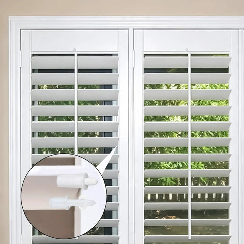 GameChanger Plantation Shutter Repair Kit Features 125 Piece Heavy Duty Louver Staple Set showing metal staples and spring pins for window repairs.