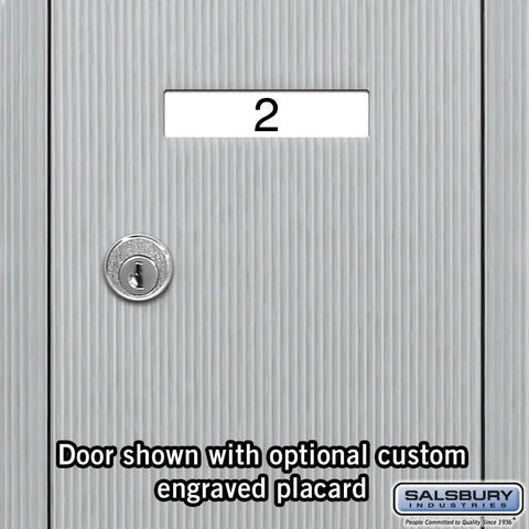Top Shelf Vertical Mailbox With Six Lockable Doors Solid Aluminum Body USPC Approved gray door with number 2 and locking mechanism.