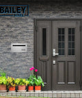 Contemporary Wall Mounted Locking Black Architectural Mailbox For Small Spaces, Heavy Duty Powder Coated Steel, secure mail slot