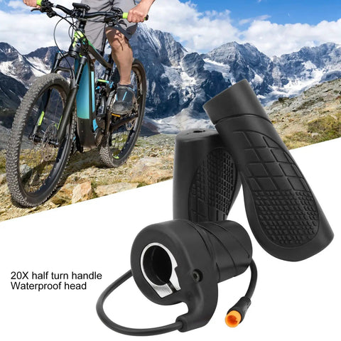 Rubber Half Throttle Grip For Modified Part Joint With Beefy Aluminum Alloy Mount Fits 12V Through 72V Ebikes And Fat Tire Bikes Instrument Adapter Voltage Easy Install Secure Removal Durable Build
