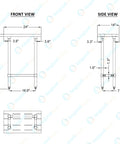 Real Deal Heavy Duty Stainless Steel Work Table With Spacious Open Base Clearance NSF Approved Utility Bench Garage And Laundry dimensions front and side view blueprint.