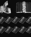 Zero Hassle Clear Acrylic Hinges For Plexiglass And Glass Panels, 12 Pack Adhesive Pro Cabinet Hardware, 25Mm X 33Mm in various positions.