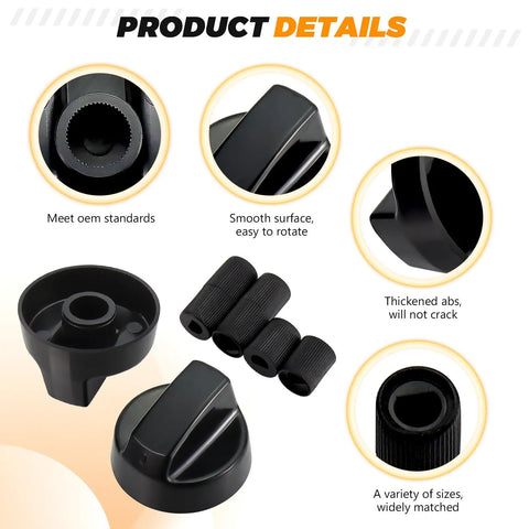 4 Pack Black Universal Stove Knobs With 12 Adapters For Oven Range Replacement Easy Install And No Fuss Wide Compatibility Fits Most Ovens And Stoves Including Gas Electric And Induction Appliances