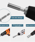 One Quarter Inch Hex Shank Wing Nut Driver Kit with drill compatibility illustrations, featuring 1/4-inch hex shank.
