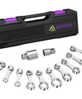 10 Piece SAE Torque Adapter Set With 12 Point Box Ends Covering 5/16 To 7/8 Inch, 3/8 Inch Drive Extension, Auto Repair Essentials For Tight Spaces, Pro Grade Wrench Kit Built For DIYers And Pros, in case