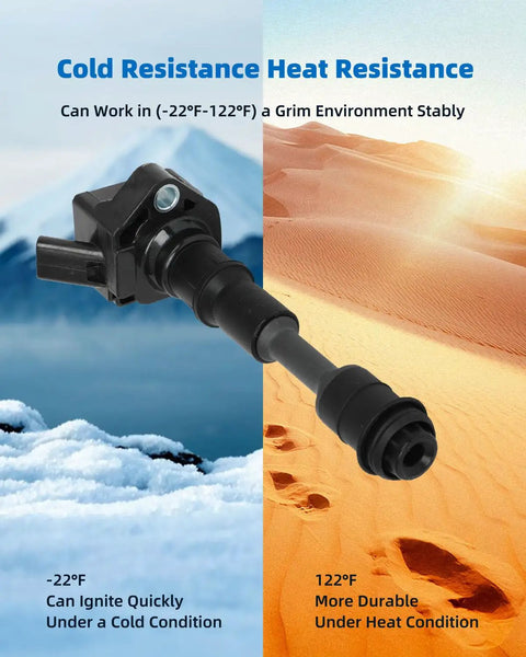 UF756 Ignition Coil Pack With Iridium Spark Plugs Kit showing durability in cold and hot conditions.