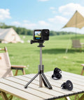 Beefy Universal Action Camera Tripod Mount Adapter for GoPro Hero on tripod in outdoor setting
