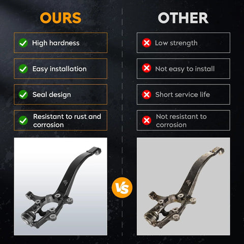 Comparison of Passenger Side Front Right Wheel Bearing Hub Assembly highlighting durability versus competitor