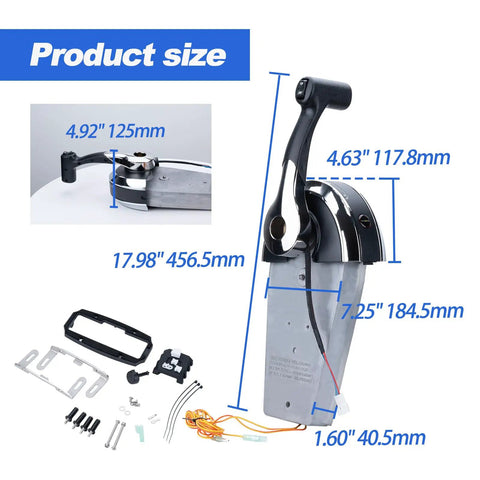 Dimensions of Outboard Remote Control Kit For Single Binnacle Top Mount Box With Fast Idle Button And Power Trim Tilt
