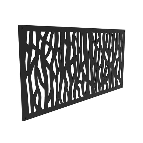 Sprig Decorative Screen Panel In Black Heavy Duty 0.3 Inch Thick Glass Filled Polypropylene UV Stable Picture Frame Border 1.5 Inch