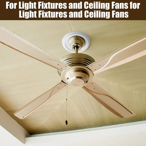 Four Pack PU Ceiling Medallions For Light Fixtures And Ceiling Fans, 9.8 Inch Outer Diameter With 4 Inch Inner Ring, installed with fan